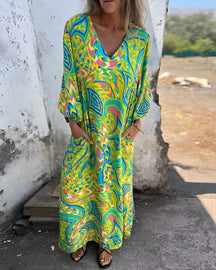 Vestido Pérola - Decote em V | Super Leve e Solto - Vintage (Verão 2025)
